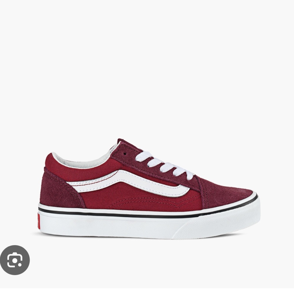 Vans Kids Ward Suede Canvas Skate Shoe - Burgundy/White